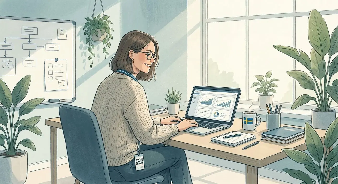 Illustration av en professionell svensk skribent och analytiker