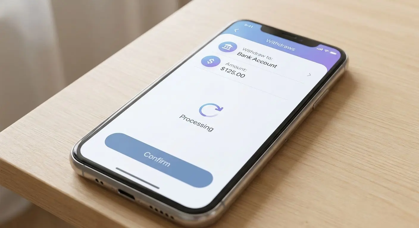 Generisk mobilvy av uttagssida med tydlig process