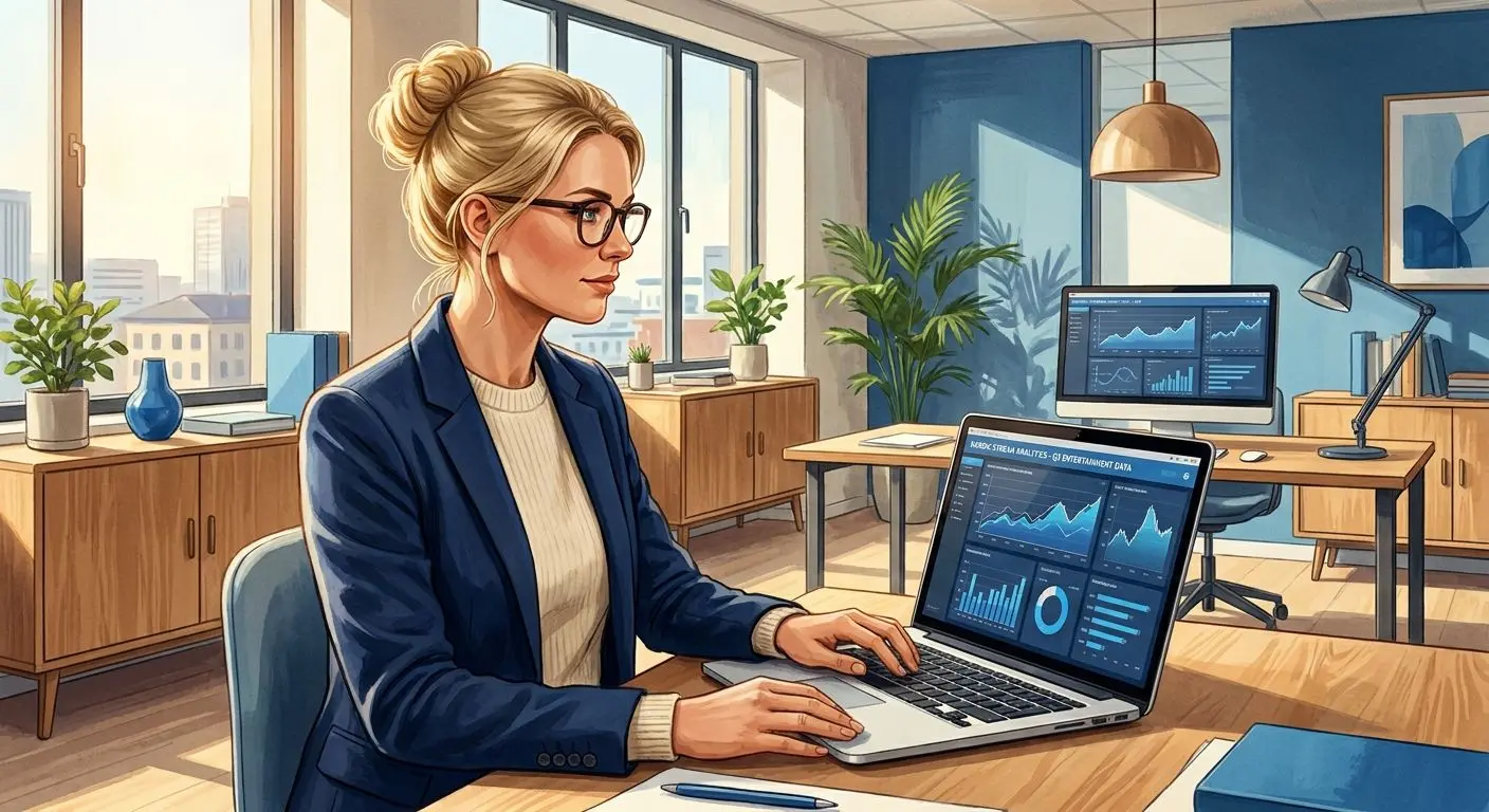 Illustration av en analytiker som granskar slots och bonusvillkor