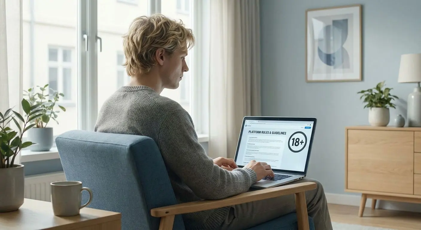 Åldersgräns och trygg användning Illustration av 18 års åldersgräns och trygg läsning av regler online