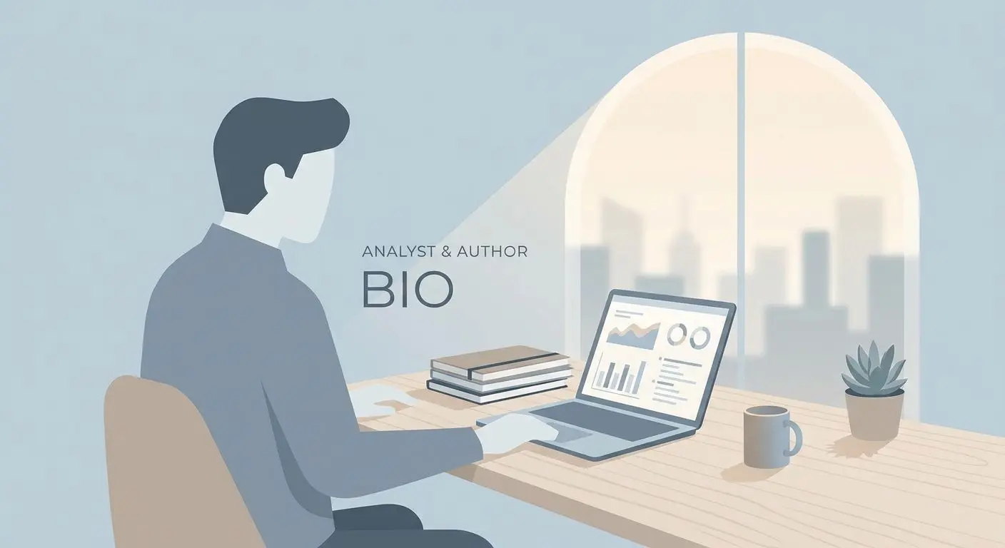 Illustration för författarprofil i modern redaktionell stil